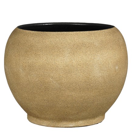 Large textured round plant pot - sand