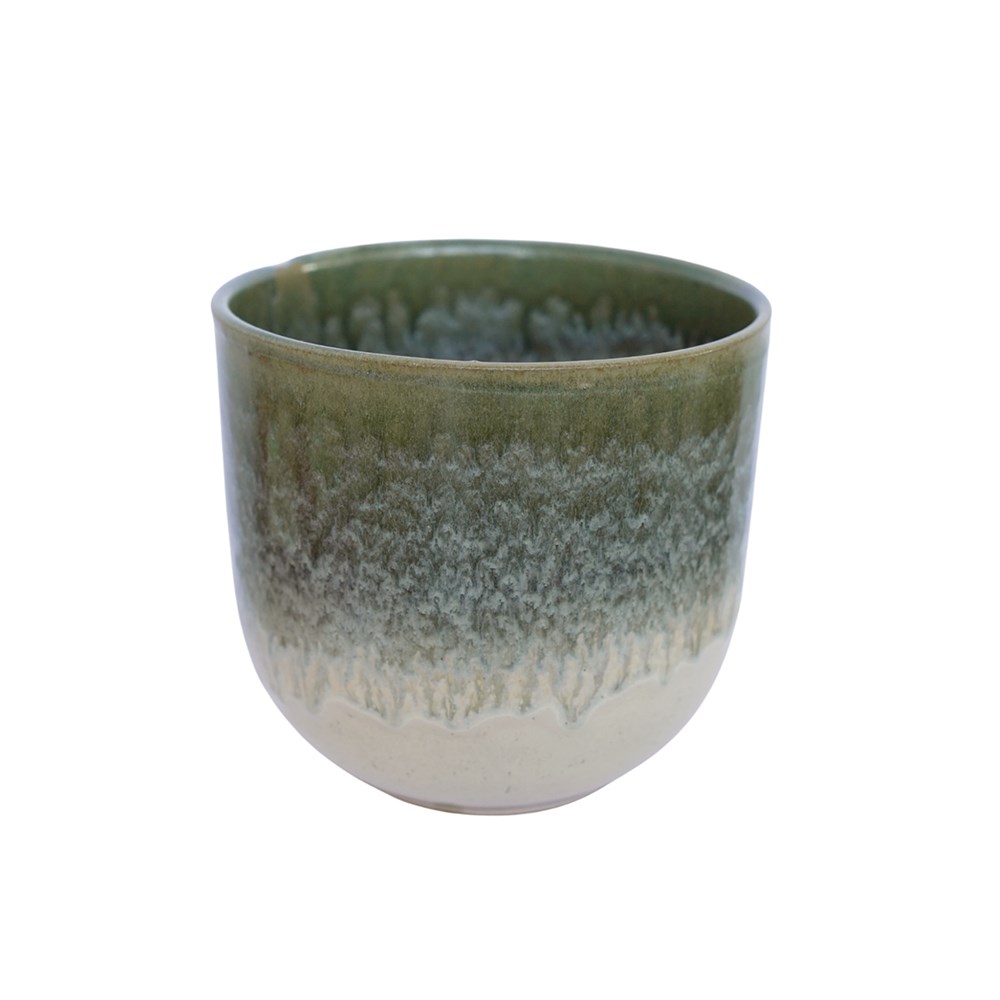 Two tone glazed ombre plant pot - green