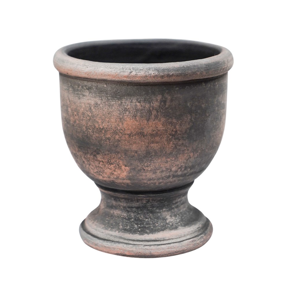 Rustic urn plant pot - brown
