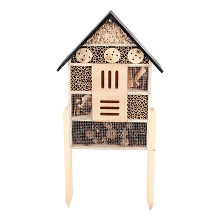 Insect house on stake - grey & natural