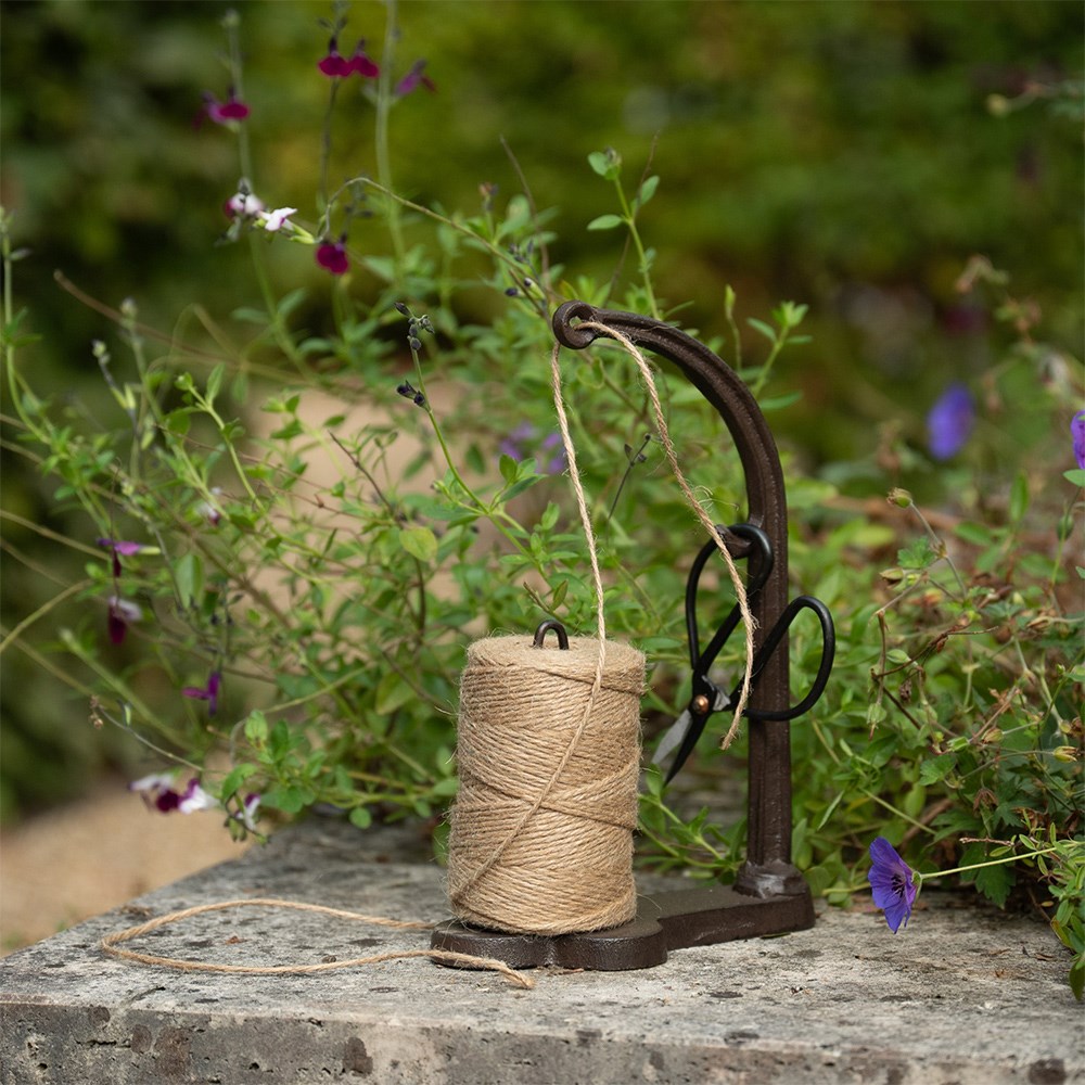 Large cast iron twine holder with scissors