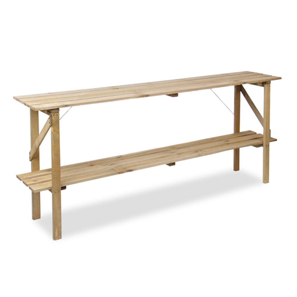 Wooden greenhouse staging 2 tier - long 