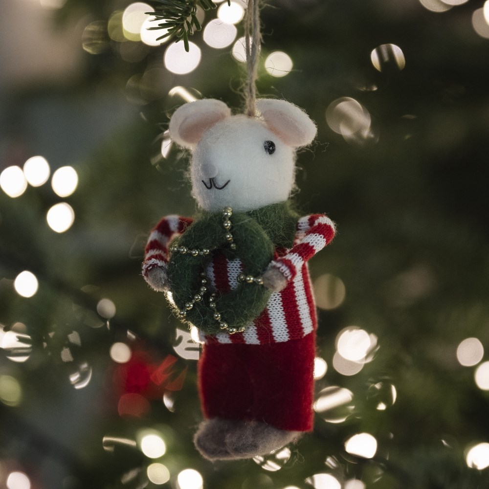 Felt mouse with striped jumper