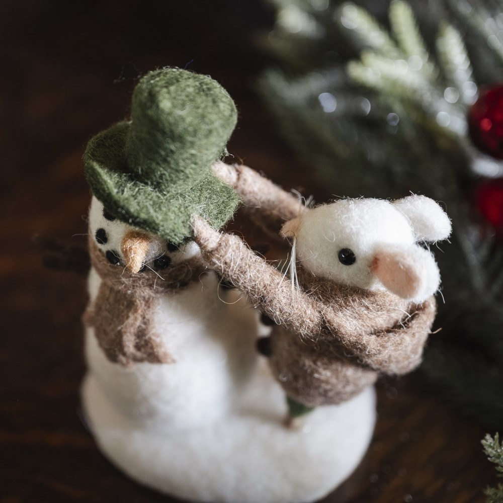 Felt snowman decorating mouse