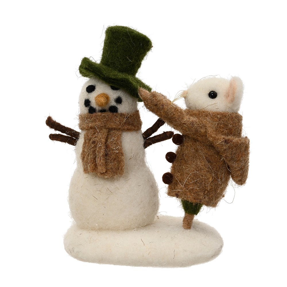 Felt snowman decorating mouse