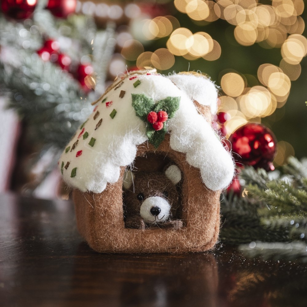 Felt bear in house decoration