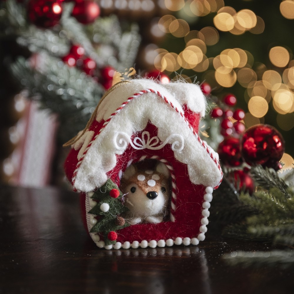Felt fawn in house decoration