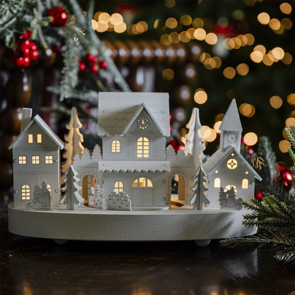 Wooden LED light up village