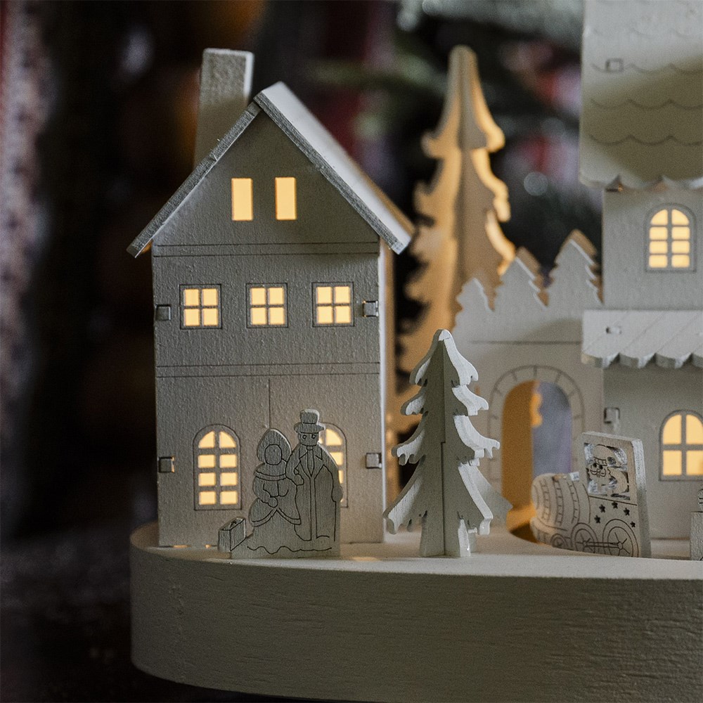 Wooden LED light up village