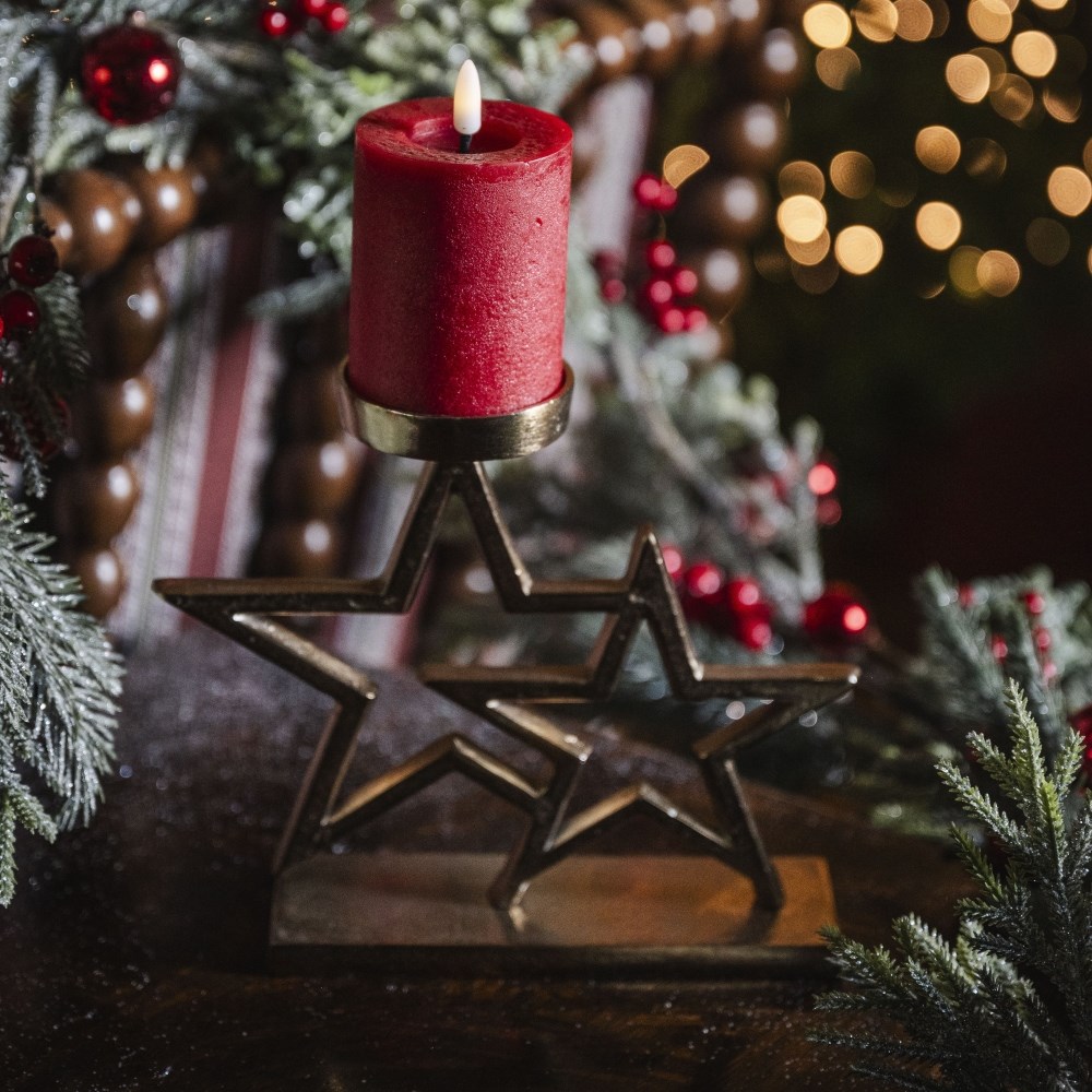 Gold star candle holder