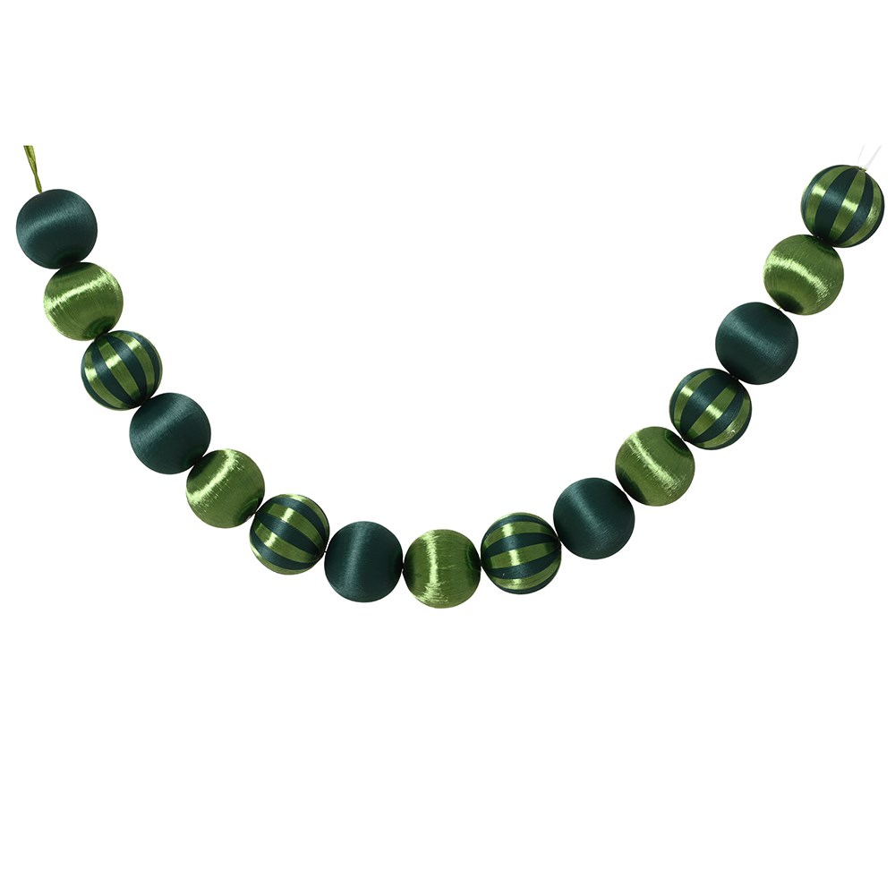 Green stripe bauble garland