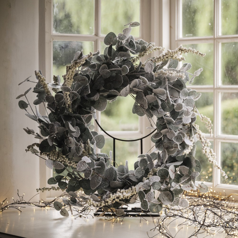 Frosted eucalyptus wreath