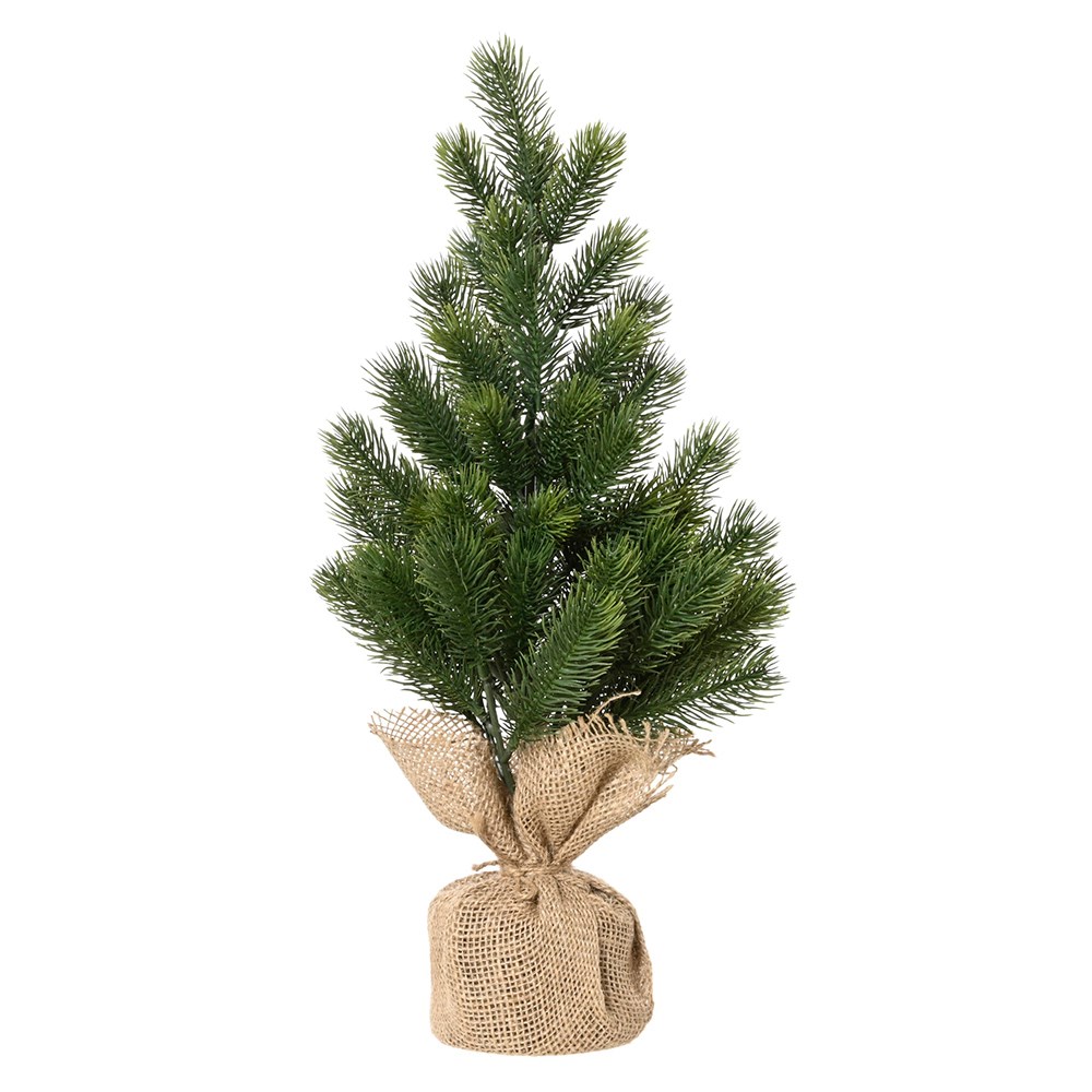 Faux mini Christmas tree with jute pot