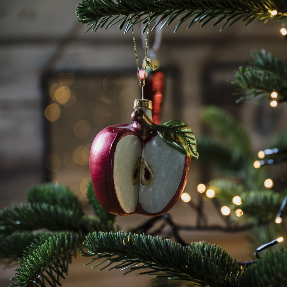 Glass red apple decoration
