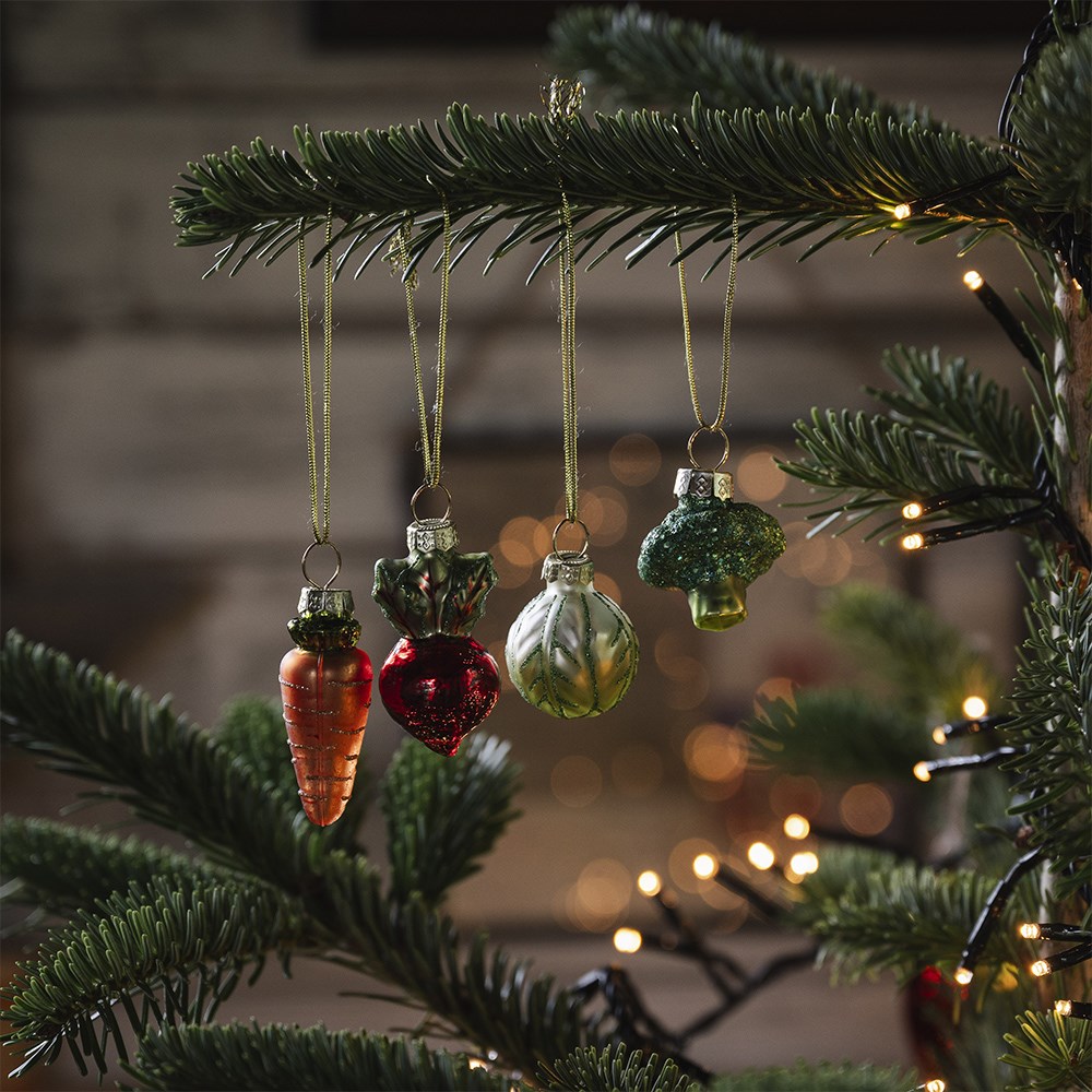 Mini glass vegetable decorations