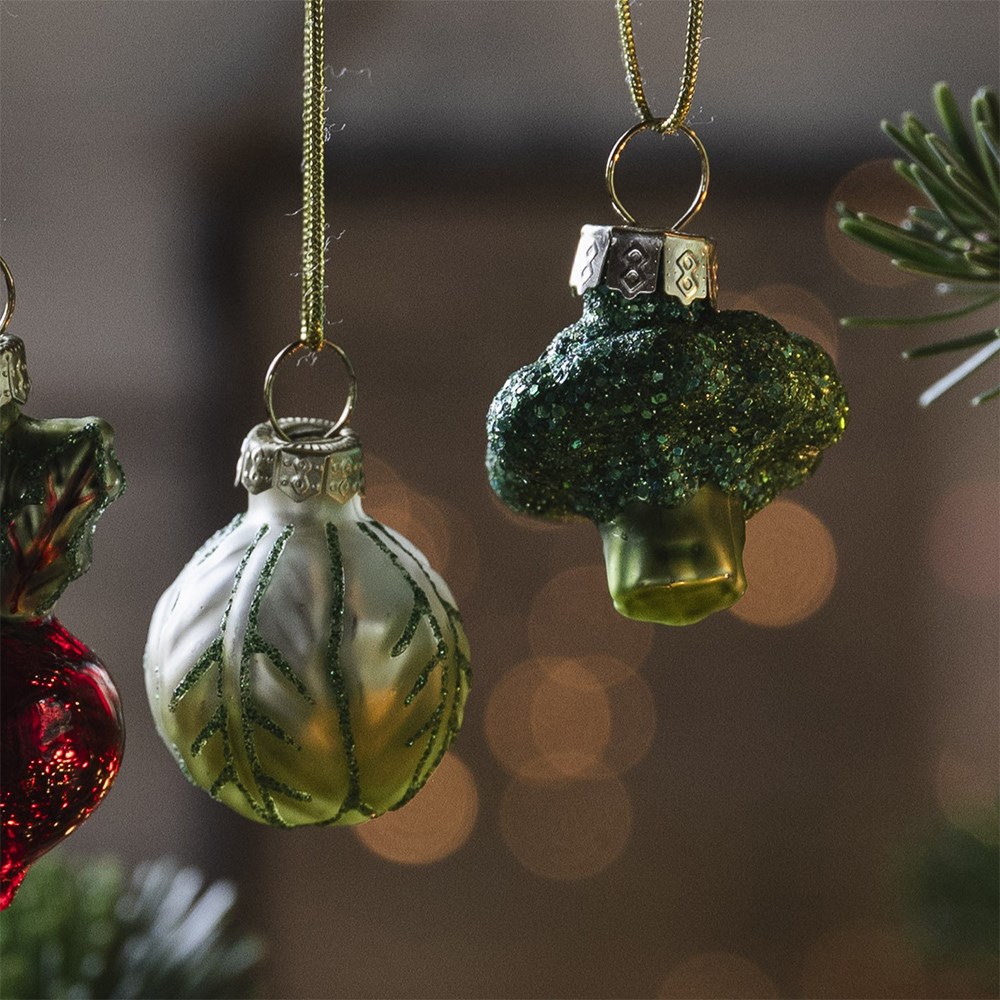 Mini glass vegetable decorations