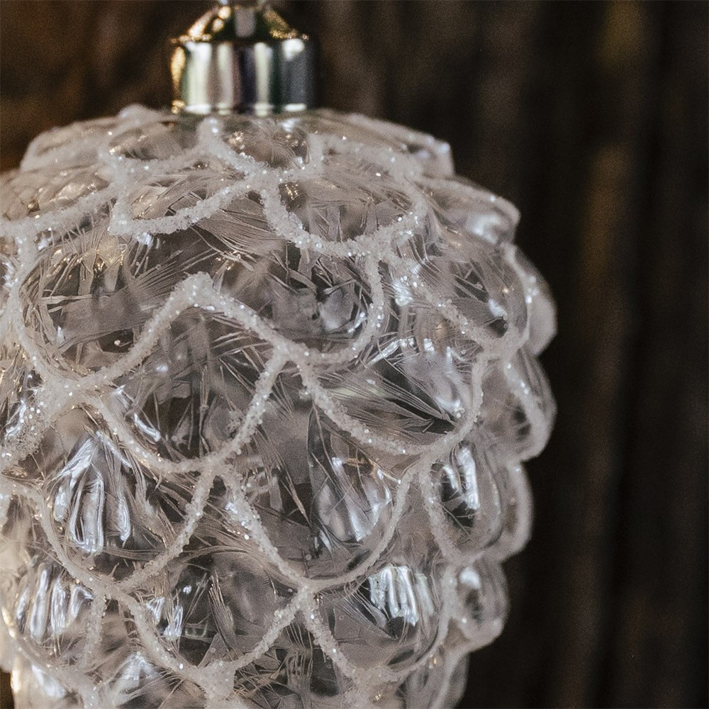 White glass pinecone