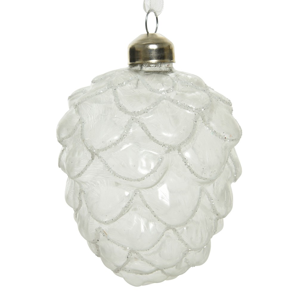 White glass pinecone