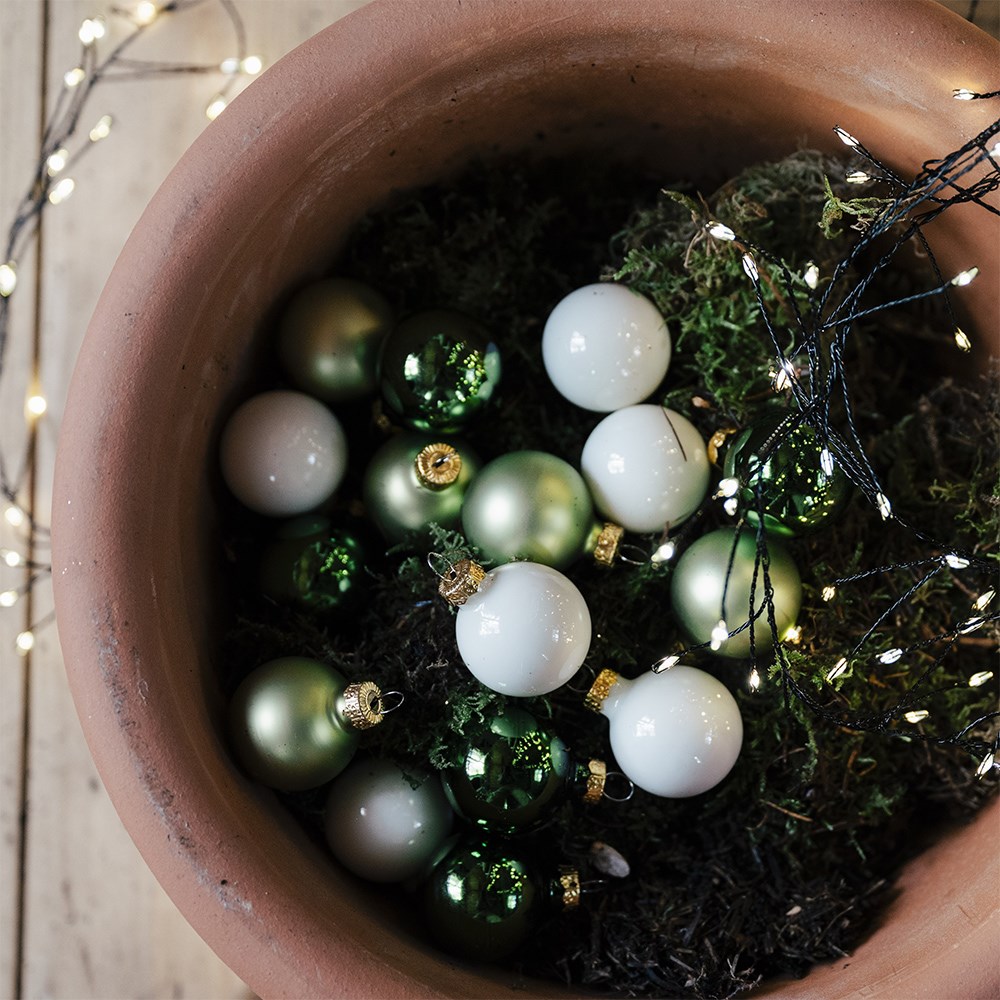 Green, olive and cream small bauble box