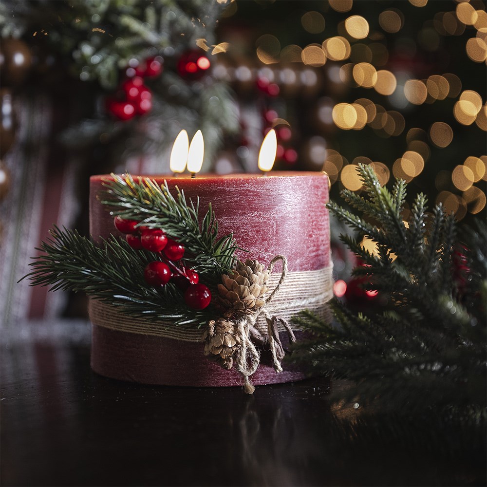 Three wick large LED candle