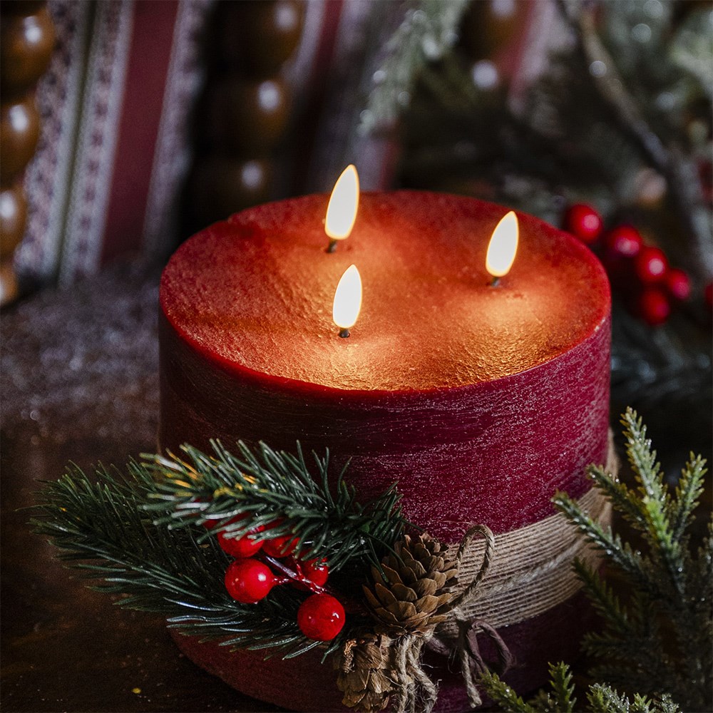 Three wick large LED candle