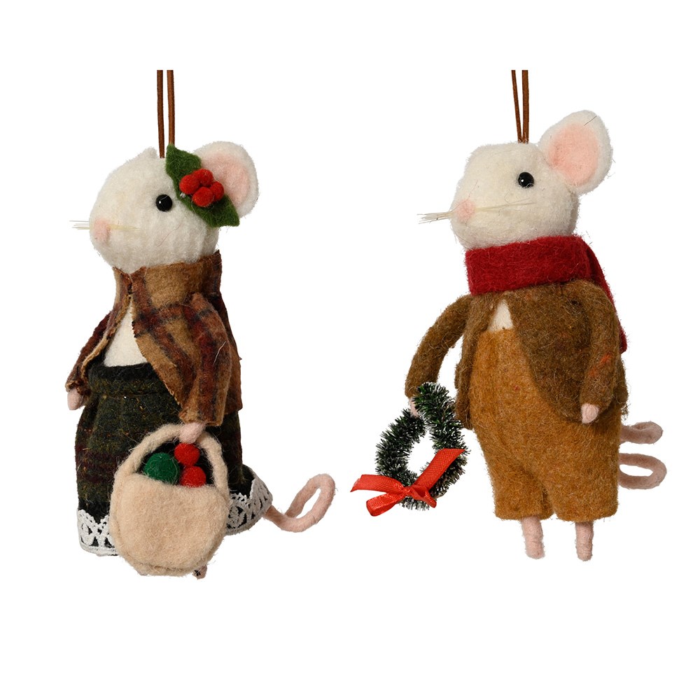 Large felt mouse with wreath