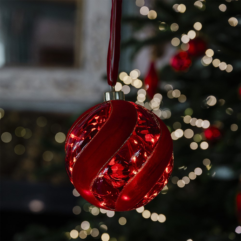 Light up red hanging sphere