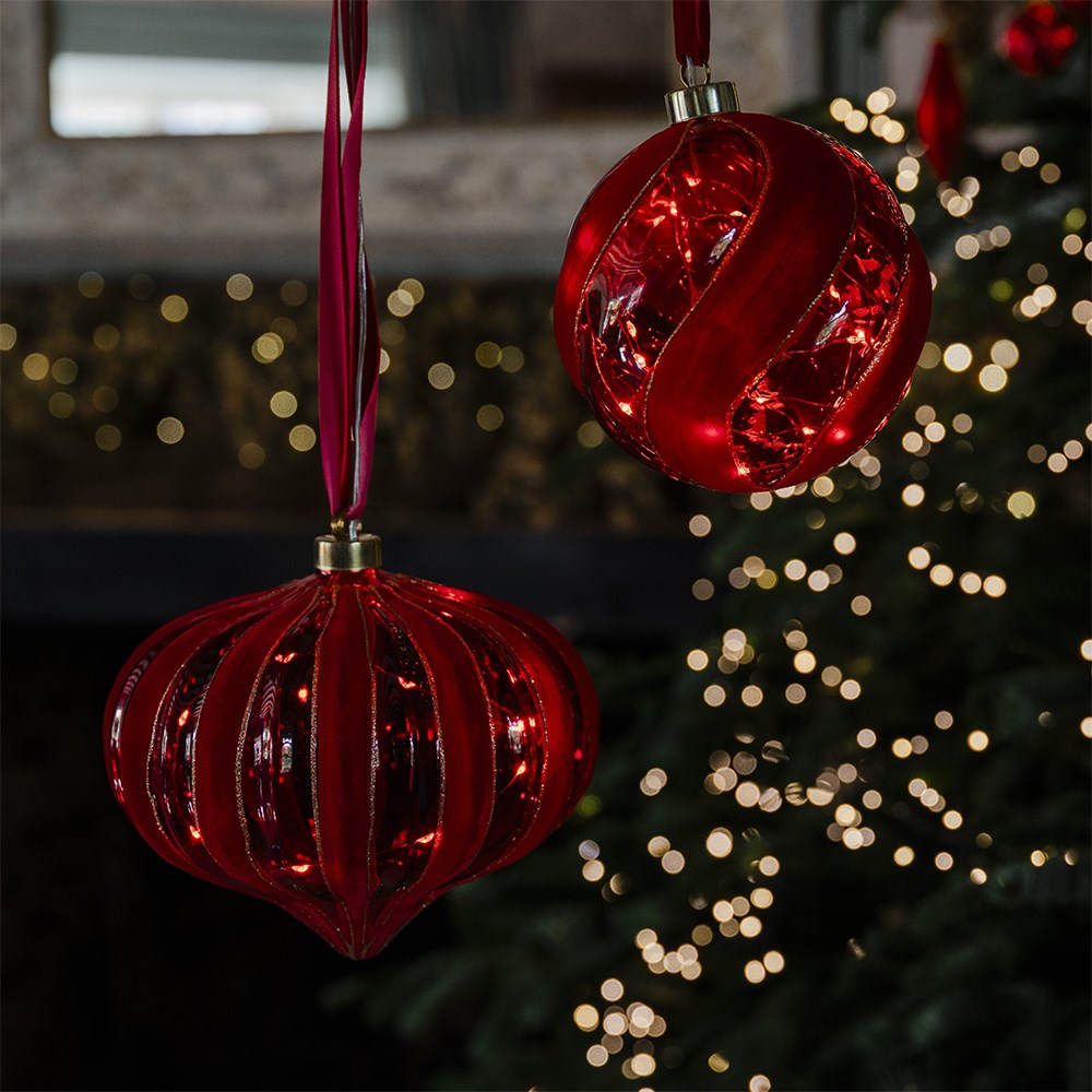 Light up red hanging sphere
