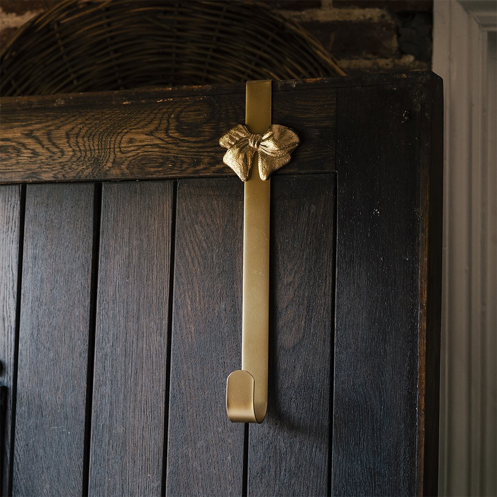 Gold bow wreath hanger