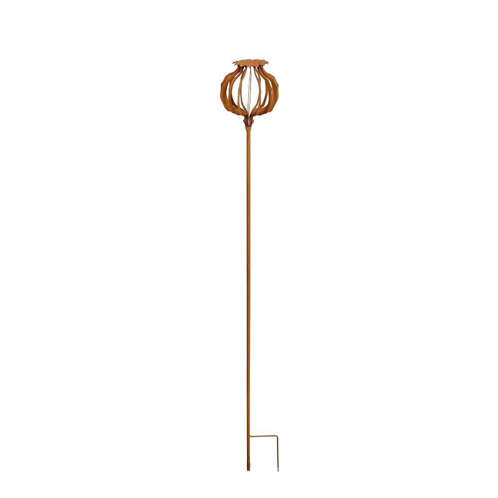 Silhouette poppy seedhead stake
