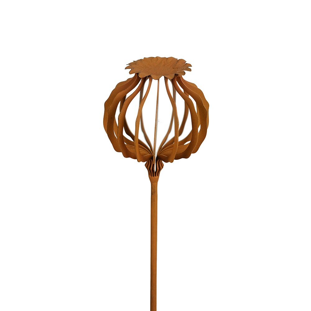 Silhouette poppy seedhead stake