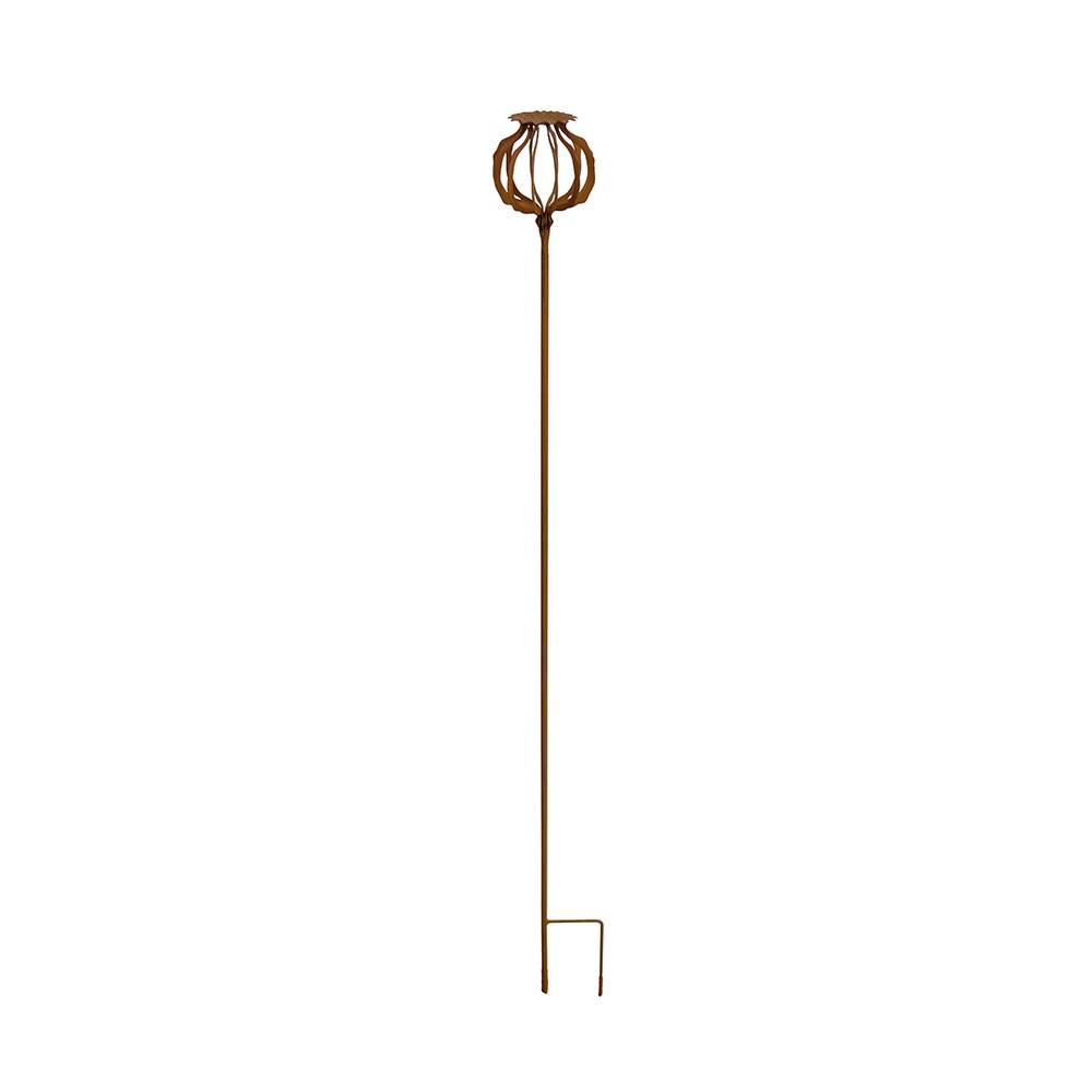 Silhouette poppy seedhead stake