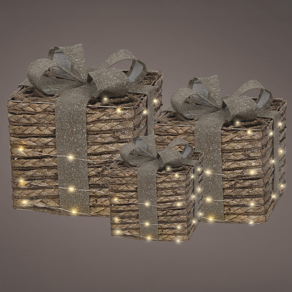 Three light up presents