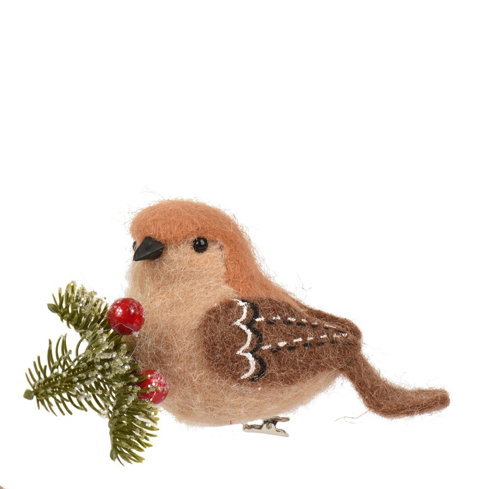 Clip on felt robin decoration
