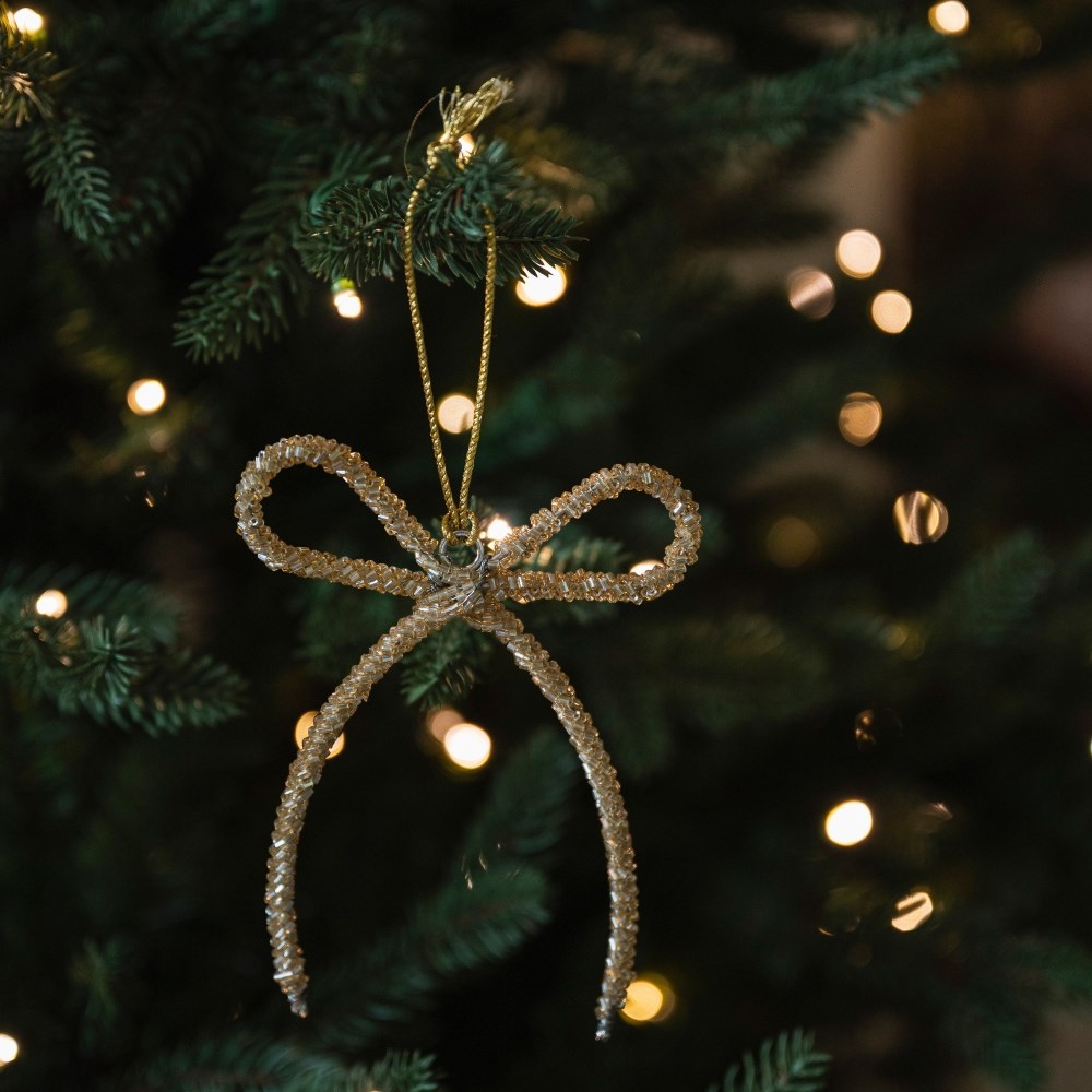 Gold beaded bow