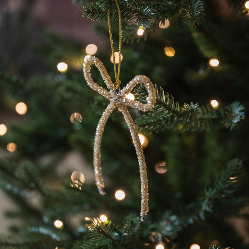 Gold beaded bow