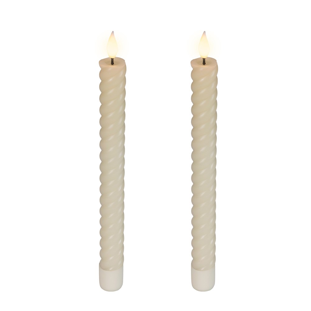 Two LED cream swirl dinner candles