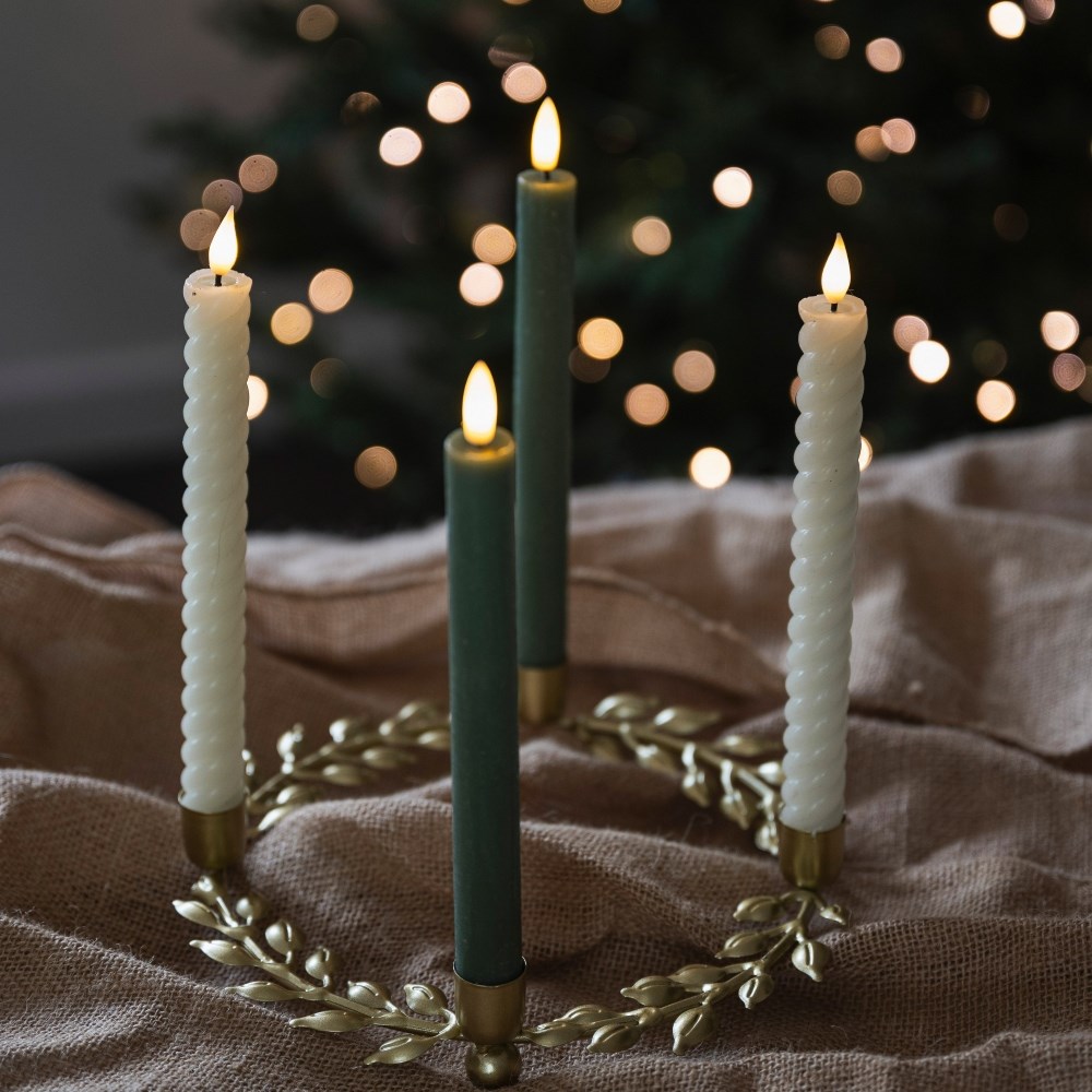 Two LED cream swirl dinner candles