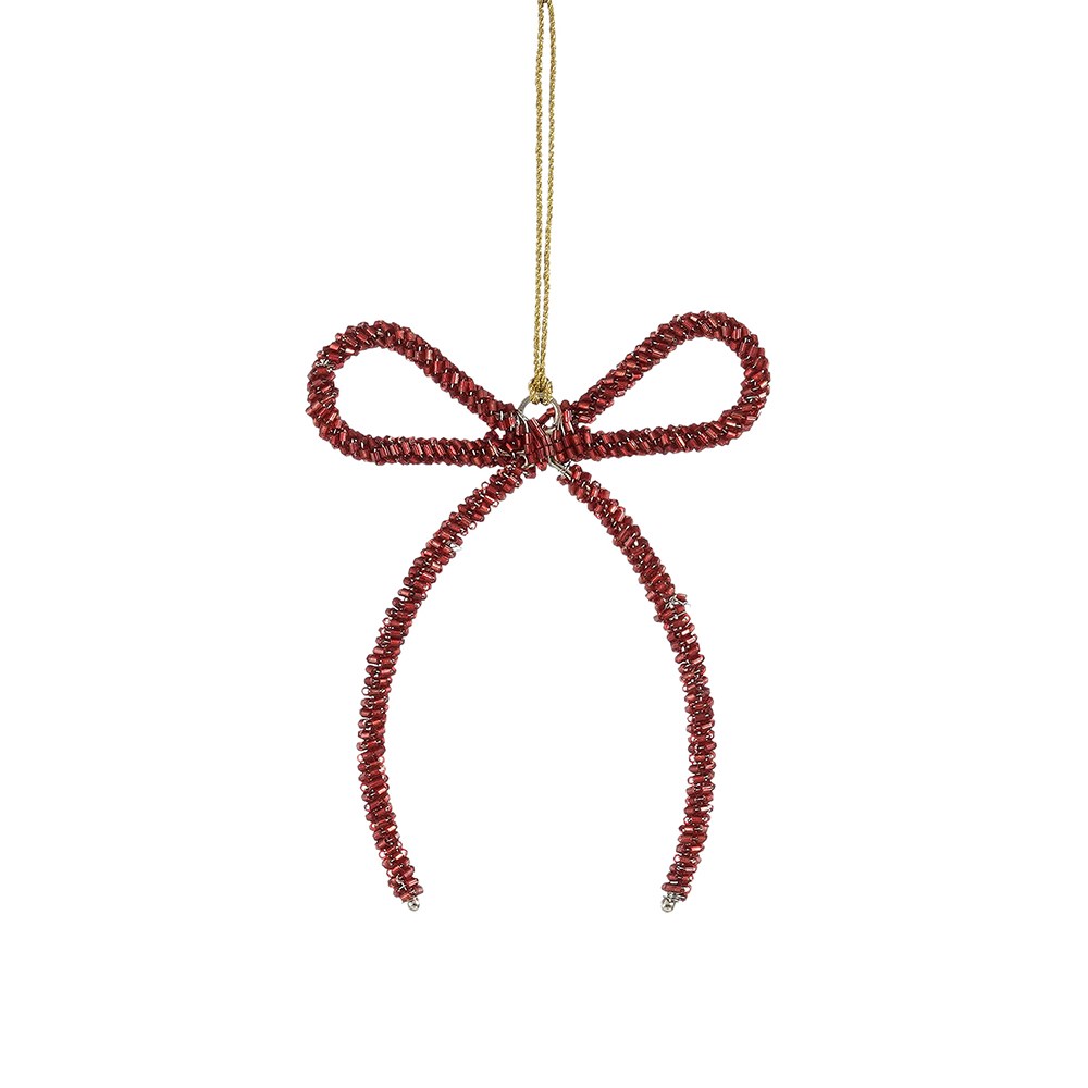 Red beaded bow decoration