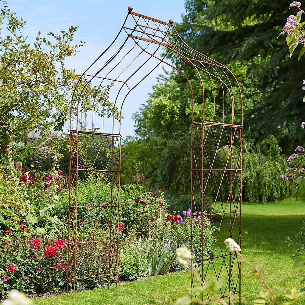 Wild rose lattice garden arch - rust