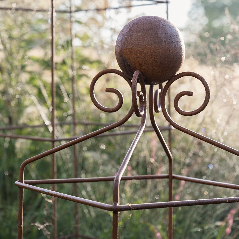 Scroll ornate square obelisk - rust