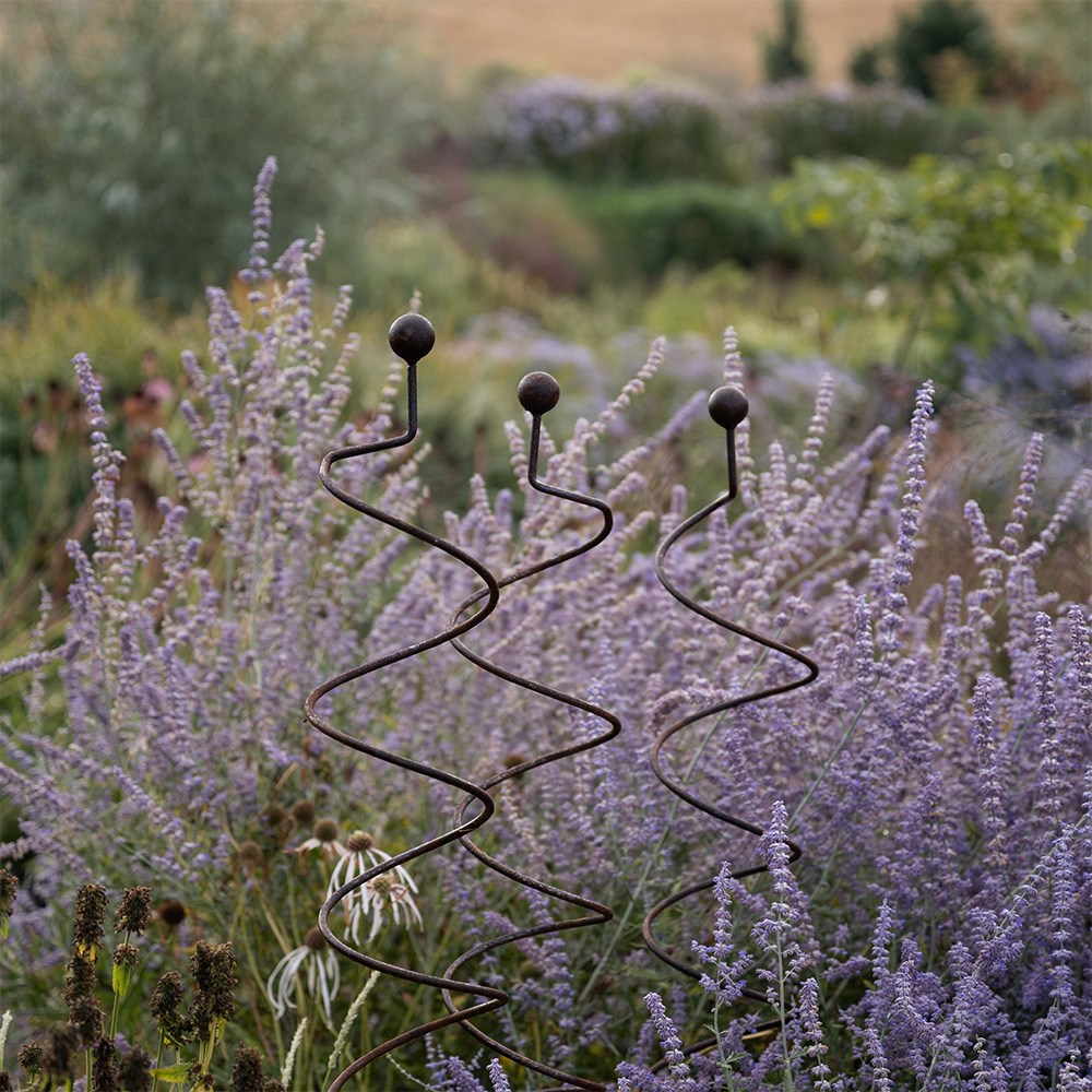 Spiral stake plant support set of 3 - rust