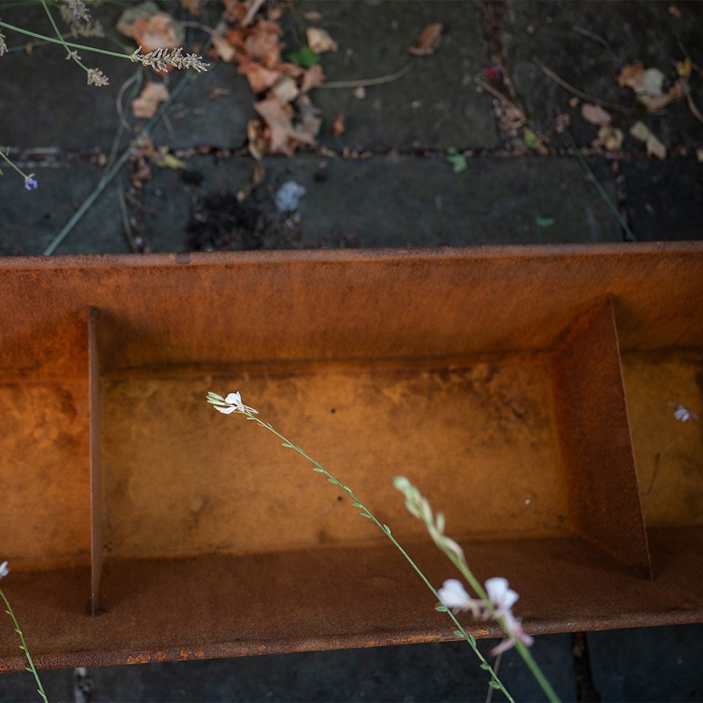 Corten steel trough planter