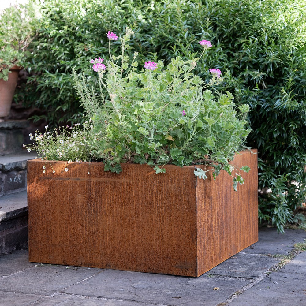 Corten steel square raised bed