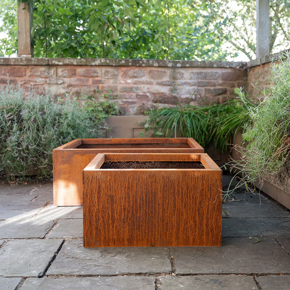 Corten steel square raised bed