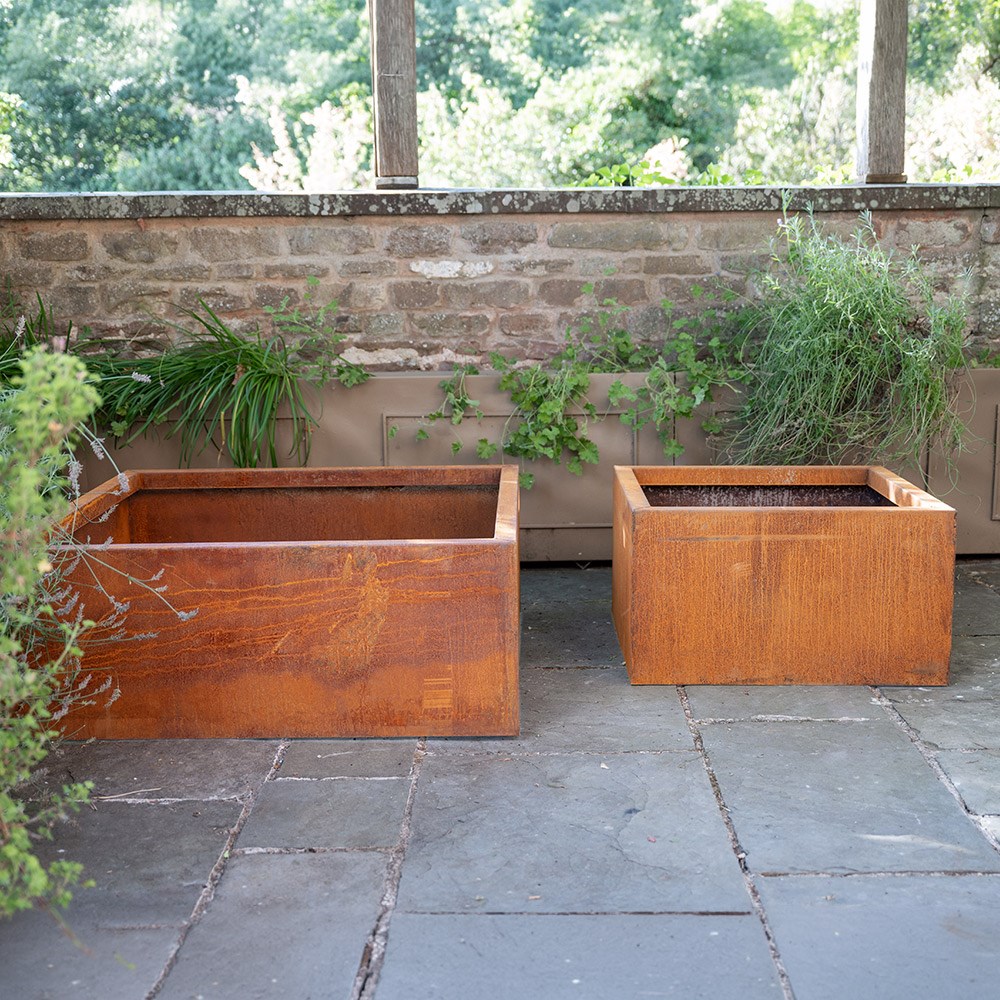 Corten steel square raised bed