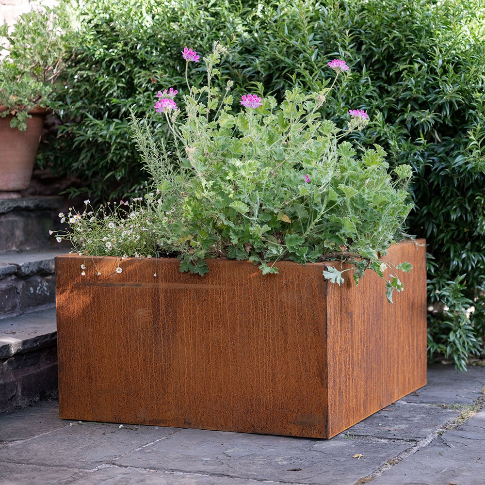 Corten steel square raised bed