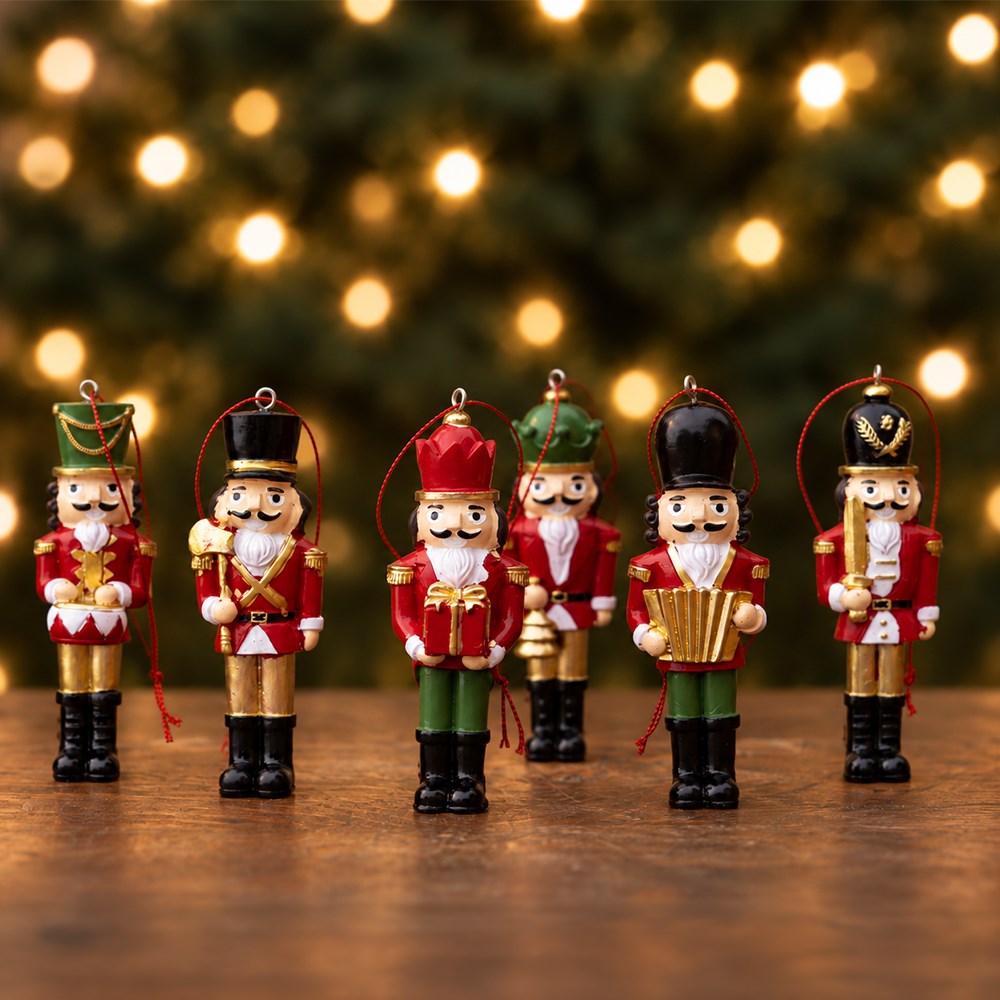 Six nutcracker decorations