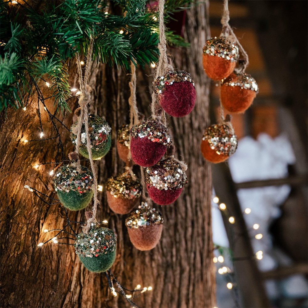 Felt acorns hanging decoration