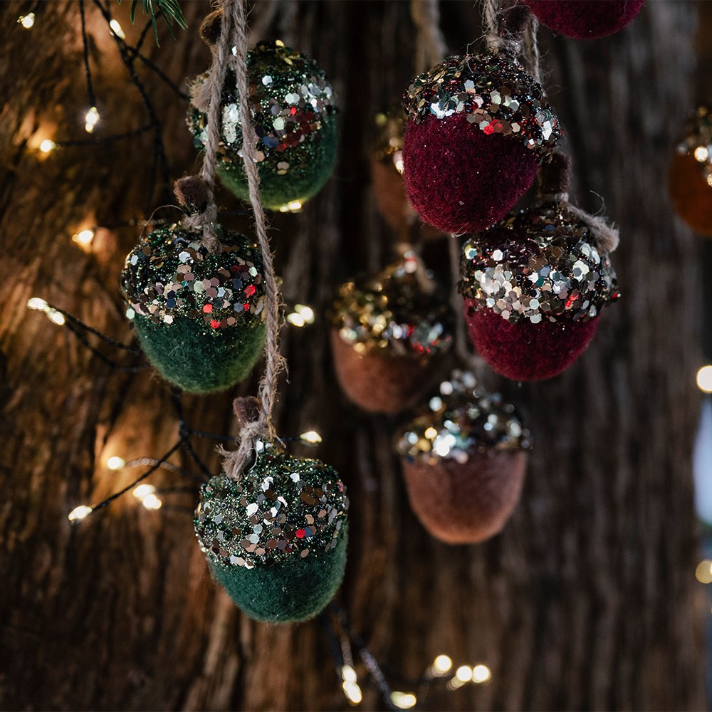 Felt acorns hanging decoration